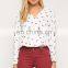 Hot selling women tops and blouses long sleeve bird printed blouse