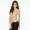 2017 slim v-neck sexy tops gold sequined vest women elegant tops