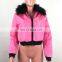 Women's Warm Winter Down Coat With Fur Collar Fashion Light Short Jacket White Duck Down Parka Outwear Zipper Female