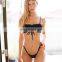 2PCS Summer Lace-Up Sexy Neon Bikini Set Solid Push Up Micro Swimsuit High Waist G String Swimsuit Women Beach Mermaid
