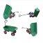 Green Dump Cart Wagon Trailer with four wheels