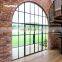 Metal Frame Wrought Iron Steel Glass Door Eyebrow Arch Top French Doors Portal Elegance Round Metal Double Door