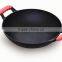 two ears wooden lid seasoned cast iron Chinese wok