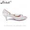 Handmade pearls and rehinestone comfortable fashion low heel shoes for wedding