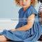 2016 denim dress with pockets & buttons detail soft cotton girls dress