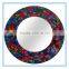 Amber color round MDF wooden and glass mosaic decorative bathroom wall mirror