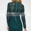 Ladies lace overlay fitted neck design casual lace dress designs