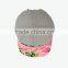 2015 fashion floral printing leather patch 5 panel hats