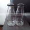 Personalized Pattern Clear Glass Milk Package Bottle With Black Metal Lid