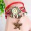 Wholesale Women Leather Vintage Retro Watch bracelet Five Star Charm Watches