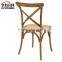 Cane seat brown color X back chair for resturant use cross back wooden chair