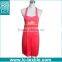 red color womens adult bib apron with pockets