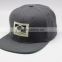 Buckle Back Grey Snap back Hat with Woven Label Logo