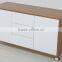Wooden Side Table with Wheels 3 Drawers and Storages Rebound Drawer Runners