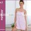 2016 New Pink Striped Suspender Skirt Sleepwear Charming Women's Robes Sexy pink Lace Lingerie Night Gown Puls Size