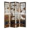 Retro Furniture Wooden Floor Screen, Traditional Chinese Hand Painted 4 Panel Folding Screen With Decorative Glass