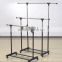 Double Adjustable Telescopic Rolling Clothing Rack With Shoes Storage shelf