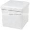 White Faux Leather Foldable Cube Foot Rest Portable Storage Ottoman