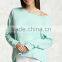 100% Cotton Long Sleeves Boat Wide Neck Oversized Sweatshirt Sweaters For Women