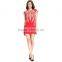 2017 Embroidered Red Cloth Woman Model Midi Dress