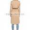 Woman fashion long sleeve Europe military style long brown trench coat