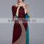 Lady multicolor fashion degisn crumple dresses with split hem