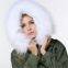 High quality beading outerwear women fur parka with white raccoon fur