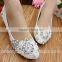 White lace crystal low heels with a ladies' shoes dress and heels bridesmaids shoes WS033