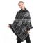 wholesale women acrylic hand knitted poncho fringe cloak hoodie long cardigan sweater coat