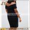 China Supplier Women Black Dress Off-shoulder Dress Zip Back Size Dress Women Clothings