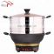 Four levels Multi-functional cast iron electric skillet Two Layers Electric Steamer Cooking Pot in good health