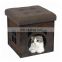 grey cool pvc foldable ottoman cat pet storage house ottoman cage for puppies