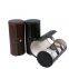 Round Shape Travel Portable 3 Cylinder PU Storage Case Leather Jewelry Display Watch Box