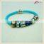 Fashion Cheap Blue Braided Leather Bracelet With Magetic Clasp