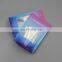 Custom printing food packaging plastic with zipper tear notch and window blue pink stand up bags