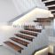 Modern wooden Vertical Wire Railing Stainless Steel Cable stair floating staircase for homes
