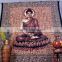 Indian Tapestry Cotton Buddha Print Brown Vintage Wall Hanging Meditation Spiritual Tapestries Throw Bedsheet