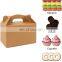 Brown Kraft Treat Gift Paper Cardboard Boxes with Handles Food-grade Take Out Bag for Candy Goodie Picnic Snacks