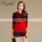 Stylish Red Women's Jacquard Wild Goose Pattern Crew Neck Sweater Preppy Style Knitted Cashmere for Winter with Front Back Logo
