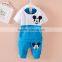 2016 new design kids wear children clothes set baby boy mouse shirt and pant piece set