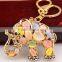 Cute Gold Hollow Elephant Keychain Charm Pendent Crystal Purse Bag Key Chain