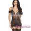 Black Romantic ladies lace 3pcs Chemise lingerie sexy babydoll