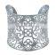 Women' s Gift New Stainless steel Silver gold Hollow Flower Women Cuff Bangle Bracelet