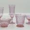 press Wine goblet,Hiball,DOF, sundae cup color glass in pink with sakura design embossed