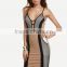 Dresses latest women girl design fashion photos Colorblock Spaghetti Strap Racer-back Split Sheath Bandage Dress