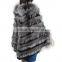 Women beautiful fur poncho silver fox fur poncho rex rabbit fur poncho sale KZ150082                        
                                                                                Supplier's Choice