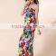 New arrival ice silk red flower cover up beach dress long halter beautiful sexy girls summer dress