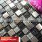 Grey hand drawing glass mix white stone weave mosaic art tiles HG-SH8032