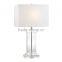 wholesale high quality America modern room table lamp with crystal lampstand and white fabric shade