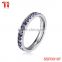 316L Stainless Steel Alexandrite Lavender Cubic Zirconia CZ Eternity Wedding 4MM Band Ring